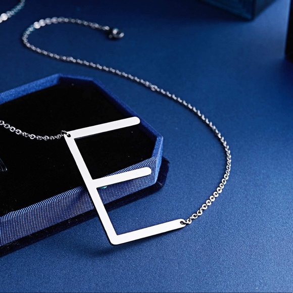 Silver Initial Pendant Necklace Letters A-Z - Picture 2 of 4